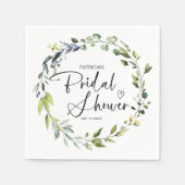エレガントなグリーンの ブライダルシャワー スタンダードカクテルナプキン (正面)