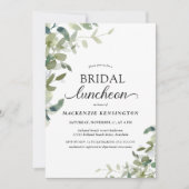 エレガントなグリーンの ブライダルシャワー ランチョン 招待状 (正面)