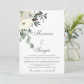 エレガントなグリーンウェディングの招待状（スペイン語） 招待状 (スタンド正面)