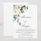 エレガントなグリーンウェディングの招待状（スペイン語） 招待状 (正面/裏面)