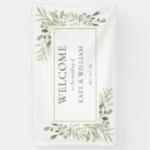 エレガントなグリーンウェディングウェルカム 横断幕 (縦)