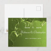 エレガントなグリーンウェディング・セーブ・ザ・デート 案内ポストカード (正面/裏面)
