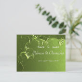 エレガントなグリーンウェディング・セーブ・ザ・デート 案内ポストカード (スタンド正面)