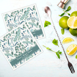 エレガントなグリーンカスタム ブライダルシャワー スタンダードカクテルナプキン