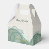 エレガントなグリーンゴールドのグリッター - ロゴ + 名入れ可能 フェイバーボックス (正面サイド)