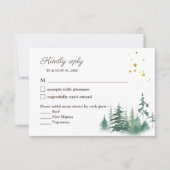 エレガントなグリーンゴールドの水彩樹の結婚式の出欠確認カード 出欠カード (正面)