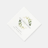 エレガントなグリーンゴールドの葉のリース ブライダルシャワー スタンダードカクテルナプキン (角)