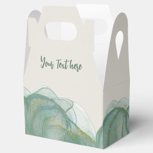 エレガントなグリーンゴールドグリッター - ロゴをカスタマイズ フェイバーボックス (オープン)