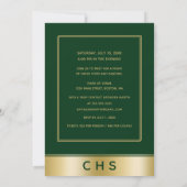 エレガントなグリーンゴールドスクリプト 10年ぶりの同窓会 招待状 (裏面)