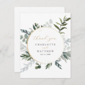 エレガントなグリーンゴールド サンキューカード (正面/裏面)