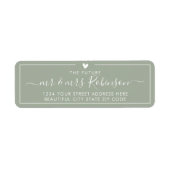 エレガントなグリーンスクリプト結婚式返信住所ラベル ラベル (正面)