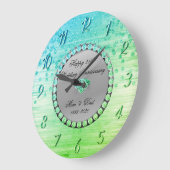 エレガントなグリーンダイヤモンド 25周年記念 ラージ壁時計 (傾斜)