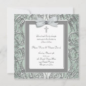 エレガントなグリーンツインズフォト洗礼式招待状 招待状 (裏面)