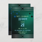 エレガントなグリーンデザイン 招待状 (正面/裏面)