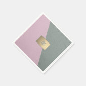 エレガントなグリーンピンクのレザーにモノグラム スタンダードカクテルナプキン (角)