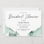 エレガントなグリーンフォレストマウンテン ブライダルシャワー 招待状 (正面)