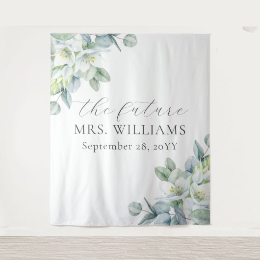 エレガントなグリーンフューチャーミセスフォトブースの背景 タペストリー (正面)