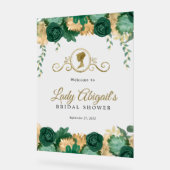 エレガントなグリーンフラワービクトリアンブライダルシャワー アクリルサイン (傾斜)