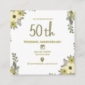 エレガントなグリーンフラワー 50周年結婚記念日 エンクロージャーカード (正面)