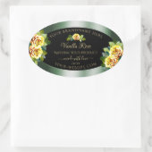 エレガントなグリーンブラック製品ラベル黄色のバラ 楕円形シール (バッグ)