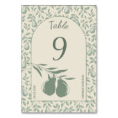 エレガントなグリーンペアのウェディング テーブルナンバー (裏面)