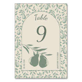 エレガントなグリーンペアのウェディング テーブルナンバー