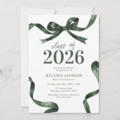 エレガントなグリーンボウの卒業パーティー 招待状 (正面)
