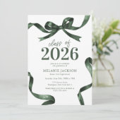 エレガントなグリーンボウの卒業パーティー 招待状 (スタンド正面)