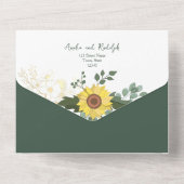 エレガントなグリーンボタニカルひまわりウェディング オールインワン招待状 (裏面)