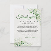 エレガントなグリーンボタニカルウェディング サンキューカード (正面)
