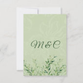 エレガントなグリーンボタニカルウェディング サンキューカード (裏面)