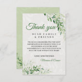 エレガントなグリーンボタニカルウェディング サンキューカード (正面/裏面)