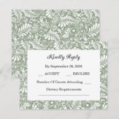 エレガントなグリーンボタニカルウェディング 出欠カード (正面/裏面)