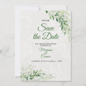 エレガントなグリーンボタニカルウェディング Save the date セーブザデート (正面)