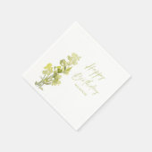 エレガントなグリーンボタニカルウォーターカラー30歳の誕生日 スタンダードカクテルナプキン (角)