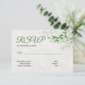 エレガントなグリーンボタニカル結婚式の出欠確認カード 出欠カード (スタンド正面)