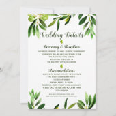 エレガントなグリーンボホサマーウェディング詳細カード 招待状 (正面)