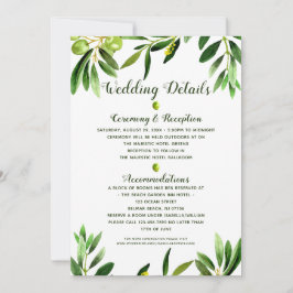 エレガントなグリーンボホサマーウェディング詳細カード 招待状