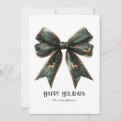 エレガントなグリーンボーのホリデー写真 ホリデーカード (正面)