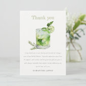 エレガントなグリーンマルグリータカクテル ブライダルシャワー サンキューカード (スタンド正面)