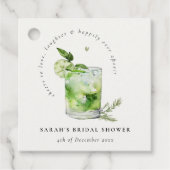 エレガントなグリーンマルグリータカクテル ブライダルシャワー フェイバータグ (正面)