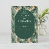 エレガントなグリーンマーブル結婚式招待状 招待状 (スタンド正面)