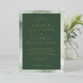 エレガントなグリーンマーブル結婚式招待状 箔招待状 (立ち正面)