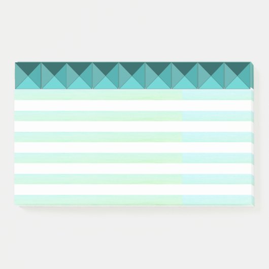 エレガントなグリーンミントのピラミッド模様とストライプ ポストイット (正面)
