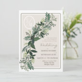 エレガントなグリーンリースのガーランドシダと実 招待状 (スタンド正面)