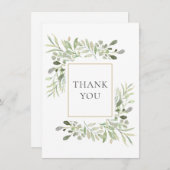 エレガントなグリーンリーフ サンキューカード (正面/裏面)