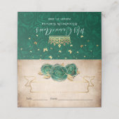 エレガントなグリーンローズゴールドのパーチメント折りテーブル プレイスカード (外部開封)