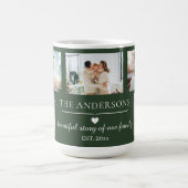 エレガントなグリーン５枚写真ファミリーコラージュ コーヒーマグカップ (中央)