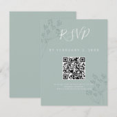 エレガントなグリーン ウェディング スキャンコード RSVP (正面/裏面)