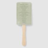 エレガントなグリーン ウォーターカラー ウェディング プログラム ハンドファン (裏面)